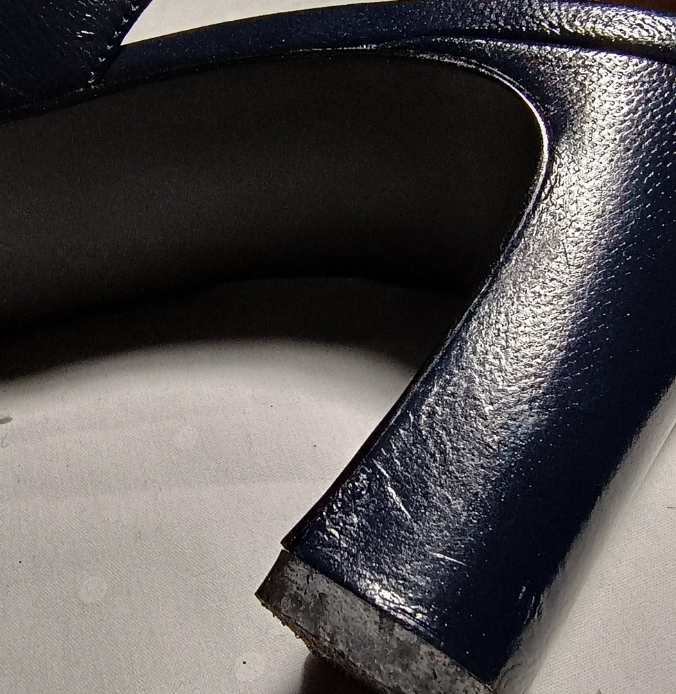 Vintage SRO Navy Blue Sling Back Heels Size 9N Leather Pocono - Picture 7 of 13